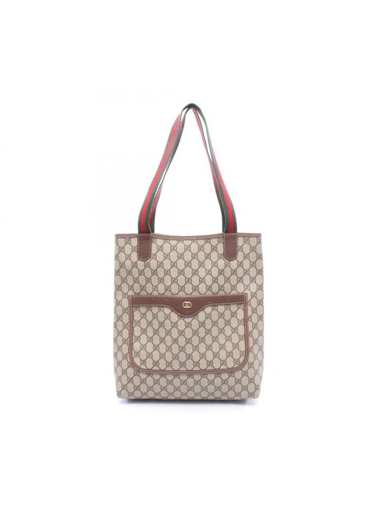 Gucci Handbags - Gucci Tote Vintage GG Plus Sherry Line Beige Canvas Leather